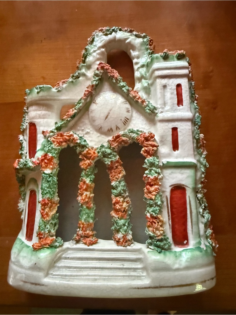 Antique Victorian Staffordshire Pottery Flatback Castle Spill Holder